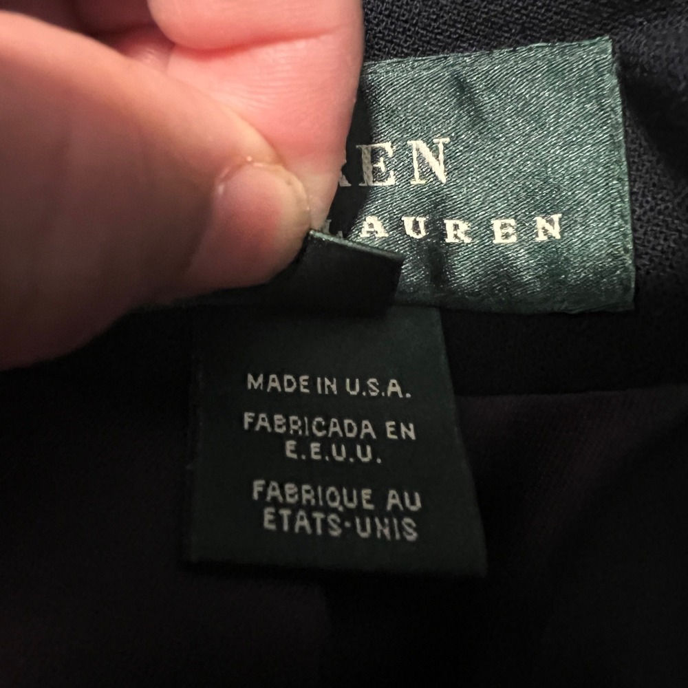 Lauren Ralph Lauren USA Navy Blue Worsted Wool Double Breasted Blazer Size 12 - Picture 7 of 9